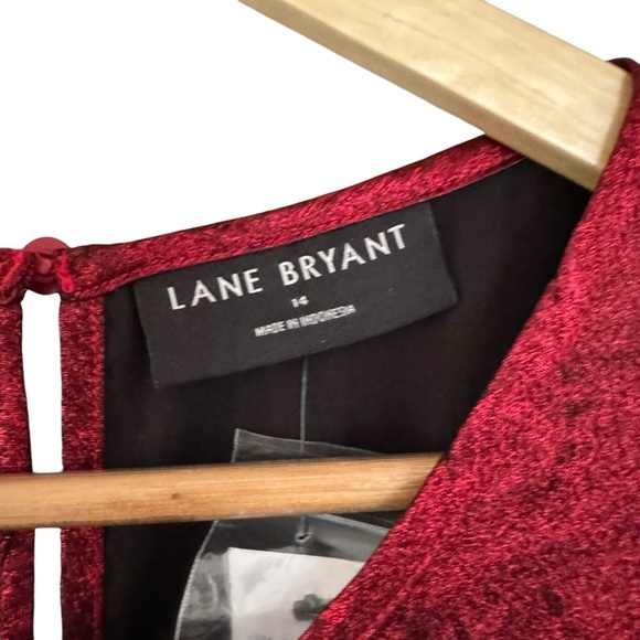 Lane Bryant Blouson-Sleeve Belted Fit & Flare Dress Rhubarb Size 14 NWT - Picture 3 of 13